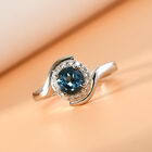 London Blau Topas und Zirkon Bypass Ring 925 Silber platiniert  ca. 1,29 ct image number 1