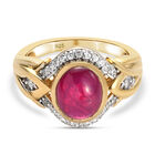 Afrikanischer Rubin (Fissure gefüllt) und Zirkon Ring 925 Silber vergoldet image number 0