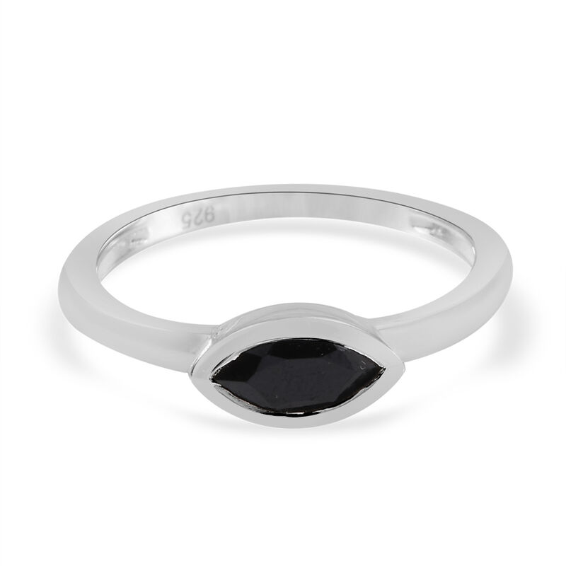 Schwarzer Spinell Solitär-Ring, 925 Silber  ca. 0,50 ct image number 0