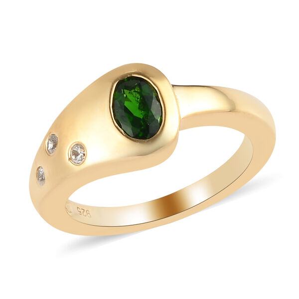Natürlicher Chromdiopsid und Zirkon Ring 925 Silber vergoldet  ca. 0,59 ct image number 4