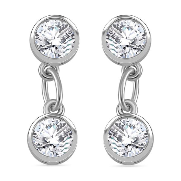 Moissanit Ohrringe, 925 Silber rhodiniert - 2 ct.