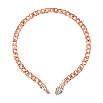 Gr&uuml;ner Kristall Halskette ca. 56 cm ros&eacute;vergoldet