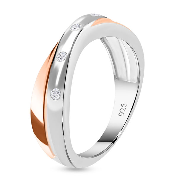 Diamant Ring 925 Silber Bicolor  ca. 0,10 ct image number 5