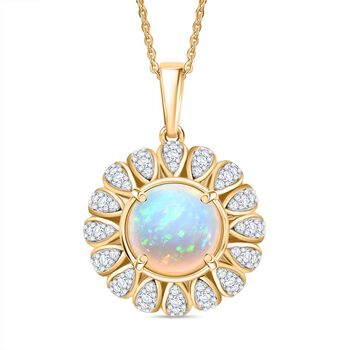 D'Joy AA Nat&uuml;rlicher, &auml;thiopischer Welo Opal, Moissanit Schmuckset ca. 50 cm 925 Silber 750 Gelbgold Vermeil ca. 3.15 ct