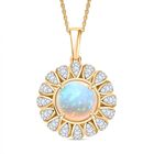 D'Joy AA Natürlicher, äthiopischer Welo Opal, Moissanit Schmuckset ca. 50 cm 925 Silber 750 Gelbgold Vermeil ca. 3,13 ct.