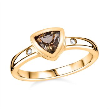 AA Nat&uuml;rlicher goldener Tansanit und Moissanit-Ring - 0,60 ct.
