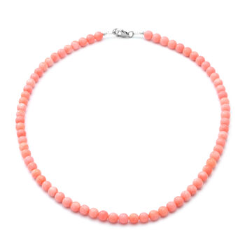 Rosa Koralle Halskette ca. 45 cm lange 925 Silber ca. 80.75 ct