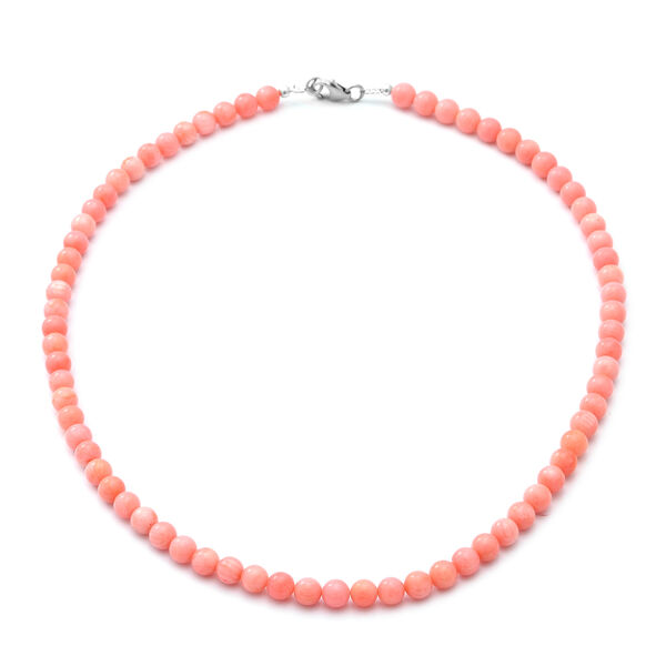 Rosa Koralle Halskette ca. 45 cm lange 925 Silber ca. 80.75 ct