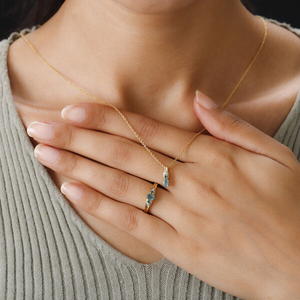 2er-Set, Grandidierit und Zirkon Ring und Anh&auml;nger mit Kette in Silber, 0,61 ct. image number 3