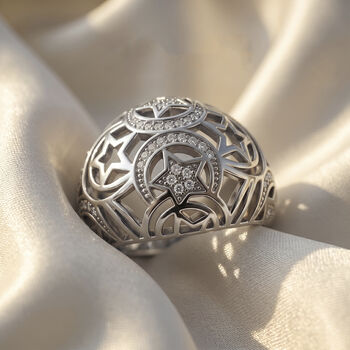 Wei&szlig;er Zirkonia Ring Nickelfreies Messing (Gr&ouml;&szlig;e 17.25)