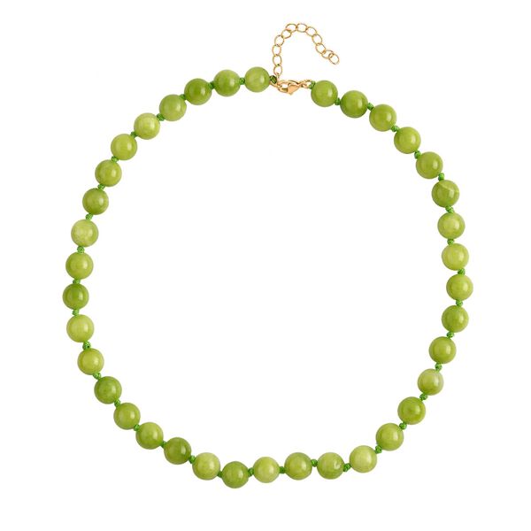 Gr&uuml;ner Quarzit Halskette ca. 45 cm Reiner Edelstahl IP-Gelbbeschichtung ca. 296.00 ct image number 0