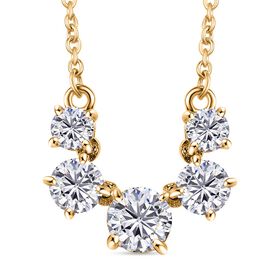 Moissanit 45cm Halskette, 925 Silber 750 Gelbgold Vermeil - 2,14 ct.