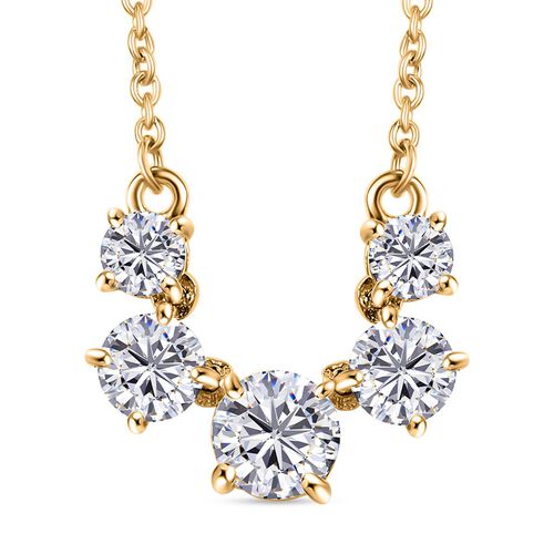 Moissanit 45cm Halskette, 925 Silber 750 Gelbgold Vermeil - 2,14 ct. image number 0