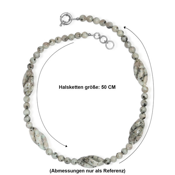 EVER TRUE Sesam-Jaspis Halskette ca. 50 cm Nickelfreies Messing Platiniert ca. 270.00 ct image number 6