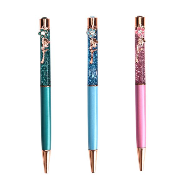 LIVMORE 3er-Set Kugelschreiber mit 3 blauen Tinten und Geschenkbox, Petrol, blau und rosa, 14x1cm