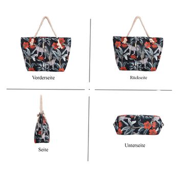 Handbemalte Tasche mit verstellbarem Kordelriemen, 50x17x38cm, Leopardenmuster