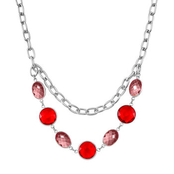 Rote Kristall Glieder-Halskette, 52 cm