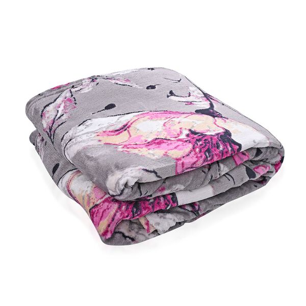 Ultraweiche bedruckte 155gsm Flanell Kuscheldecke, 200x150cm, Grau Fuchsia image number 5