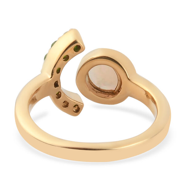 Natürlicher Äthiopischer Opal und Natürlicher Chromdiopsid Ring 925 Silber vergoldet image number 6