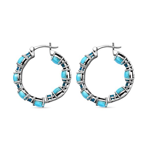 Amerikanische, nat&uuml;rliche Sleeping Beauty T&uuml;rkis und Neon Apatit-Creolen - 8,74 ct. image number 4