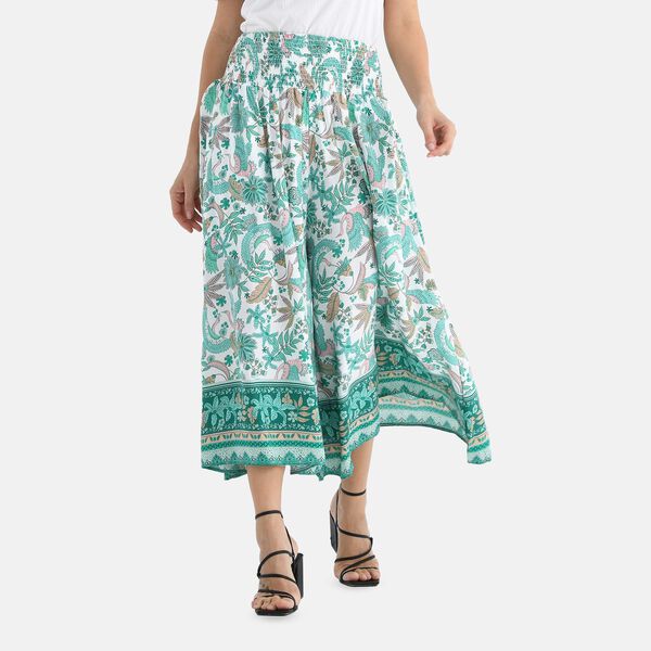 Gesmokte Taillen-Culottes mit Blattmuster, Einheitsgr&ouml;&szlig;e, Gr&uuml;n image number 4