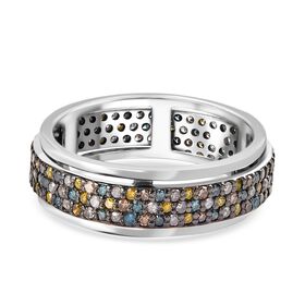 Blauer Diamant P3, Gelber Diamant Ring 925 Silber rhodiniert (Größe 18.00) ca. 1,00 ct