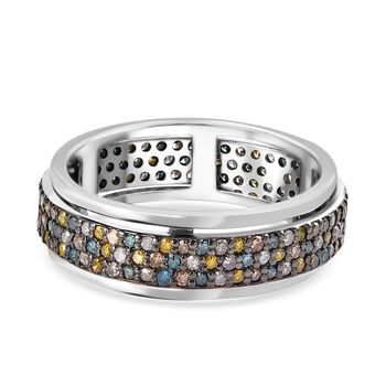 Blauer Diamant P3, Gelber Diamant Ring 925 Silber rhodiniert (Gr&ouml;&szlig;e 18.00) ca. 1,00 ct