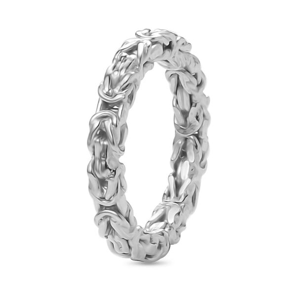 Handgefertigter Bandring im byzantinischen Ketten-Design, 925 Silber rhodiniert image number 4