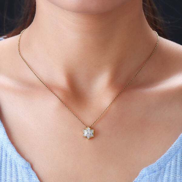 88 Facetten Moissanit-Anh&auml;nger, 925 Silber vergoldet ca. 0,33 ct image number 2