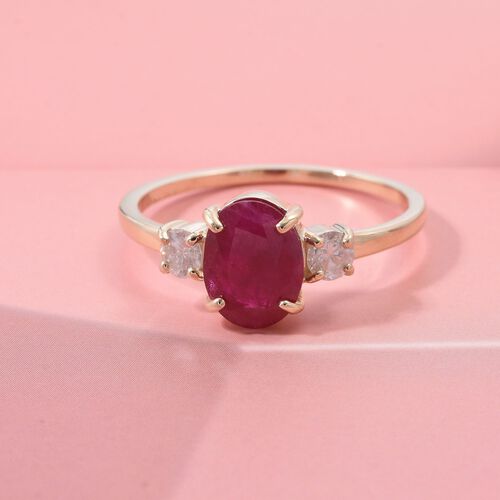 AAA Burma-Rubin, Weißer Diamant Ring 585 Gold (Größe 17.00) ca. 2.17 ct image number 1