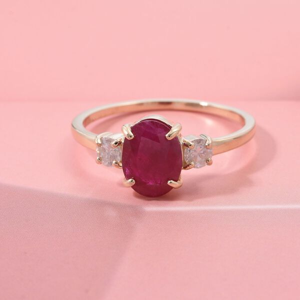 AAA Burma Rubin und I1-GH Diamant Ring in 585 Gold - 2,17 ct. image number 1