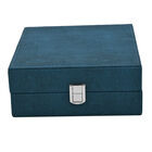 Exklusive Zweiseitige Ringbox mit Schloss, Stilvoller Organizer f&uuml;r 98 Ringe, 22x19x7cm, Blau