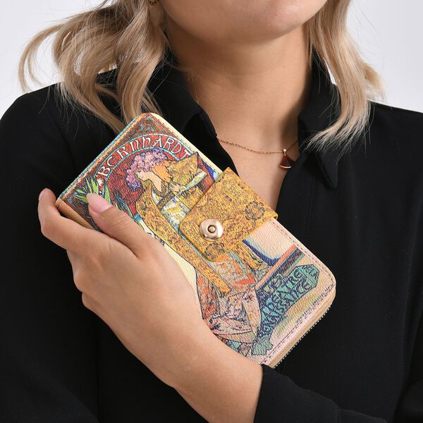 Langportemonnaie, RFID-Schutz, 19x4x9cm, Gelb Multicolor, Alphonse-Mucha-Motiv. image number 4