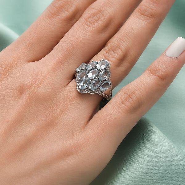 Himmelblauer Topas-Ring, (Gr&ouml;&szlig;e 16.00) Edelstahl, ca. 5,08 ct image number 3