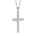 Moissanit Kreuz Anhänger mit Kette, 925 Silber platiniert, 925 Silber rhodiniert ca. 0.45 ct