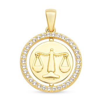 Wei&szlig;er Zirkon Waage-Anh&auml;nger, 925 Silber vergoldet ca. 0,63 ct