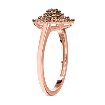 Nat&uuml;rlicher Champagner Diamant Ring 925 Silber Ros&eacute;gold Vermeil, (Gr&ouml;&szlig;e 19.00) ca. 0.50 ct