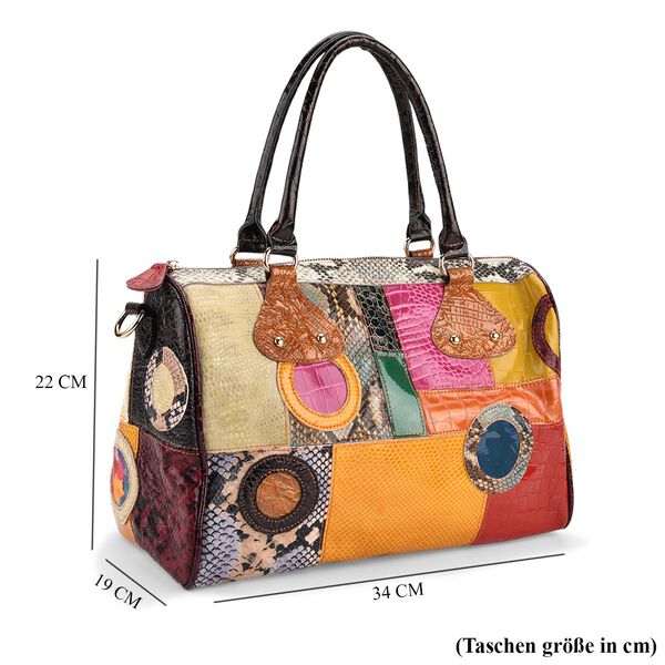 Chaos by Elsie Echtleder Crossbody-Tasche mit RFID-Schutz, 34x19x22cm, Kroko-Pr&auml;gung mit Rautenmuster, mehrfarbig image number 7