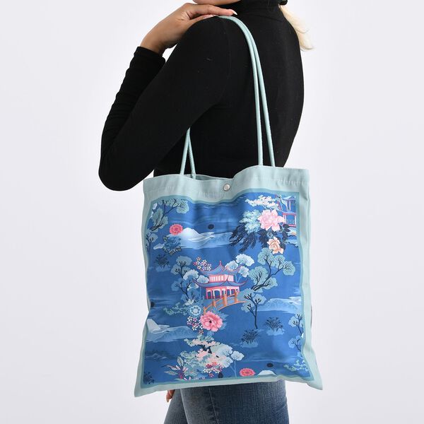 2er-Set Einkaufstaschen mit künstlerischem Muster, 34x40 cm, Hellgrün image number 4