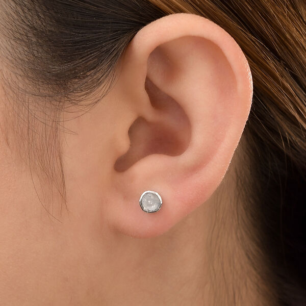 Handgefertigte Polki Solit&auml;r-Diamant-Ohrstecker in Silber, 0,25 ct. image number 3