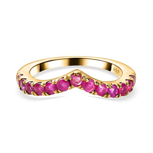 Afrikanischer Rubin (Fissure gef&uuml;llt) Ring, 925 Silber Gelbgold Vermeil (Gr&ouml;&szlig;e 20.00) ca. 0.87 ct image number 2