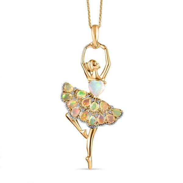 D'Joy AA nat&uuml;rlicher, &auml;thiopischer Welo Opal und Zirkon Anh&auml;nger mit 50cm Kette - 4,28 ct. image number 0