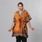 V-Ausschnitt bedruckter Kaftan, Einheitsgr&ouml;&szlig;e Orange