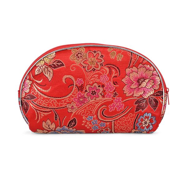 10er-Set Jacquard gewebter Schmuckbeutel mit Rei&szlig;verschluss, 5 verschiedene Gr&ouml;&szlig;en, Rot-Gold image number 1