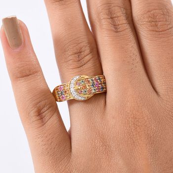 D'Joy AA Mehrfarbiger Saphir Ring 925 Silber 750 Gelbgold Vermeil (Gr&ouml;&szlig;e 18.00) ca. 1.08 ct