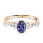 AA Tansanit und Diamant-Ring, 375 Gelbgold (Größe 18.00) ca. 0,82 ct