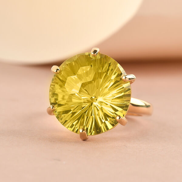 Exklusiver Schliff - Ouro Verde-Quarz Ring, 925 Silber vergoldet  ca. 10,62 ct image number 2