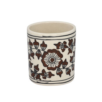 3er-Set f&uuml;r Badezimmer aus Keramik, Braun und Wei&szlig;