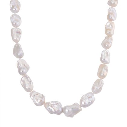D'Joy Wei&szlig;e Barockperle (13-16 mm) Halskette ca. 50 cm 925 Silber