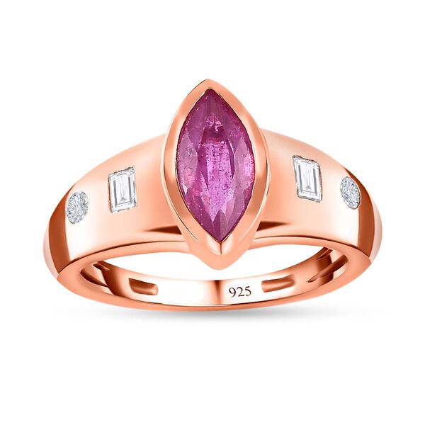 Ilakaka Rosa Saphir (Fissure gefüllt), weißer Zirkon Ring, 925 Silber Roségold Vermeil (Größe 20.00) ca. 1.75 ct image number 4